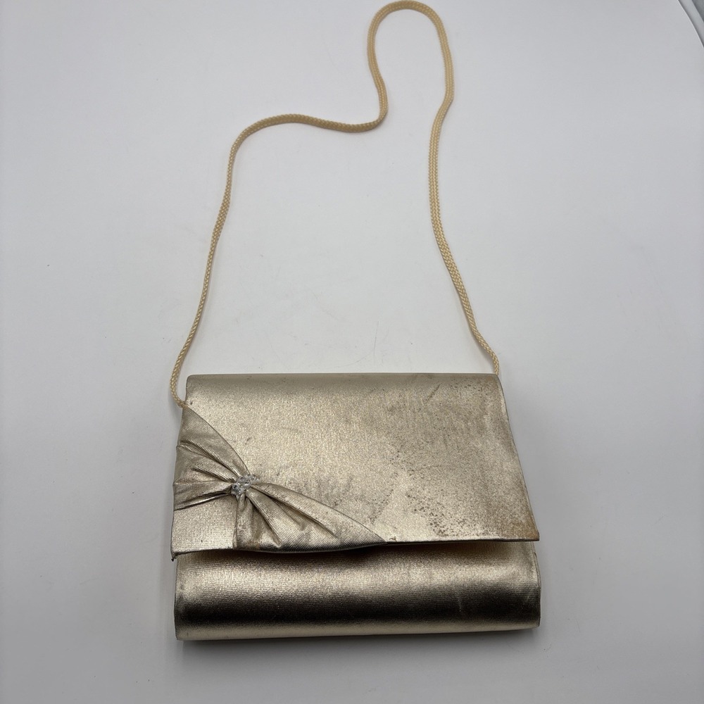 La Regale Hand Made Clutch Purse Cocktail Gold Kane M With‎ Shoulder Strap